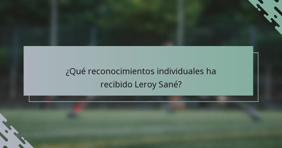 ¿Qué reconocimientos individuales ha recibido Leroy Sané?